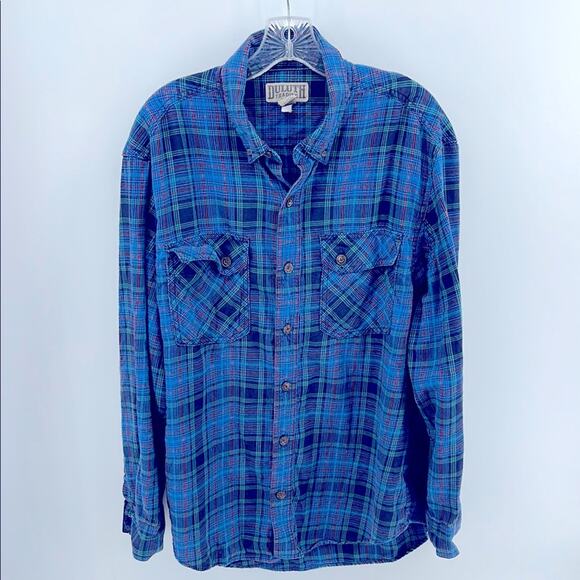Duluth Trading Co. plaid long sleeve button up shirt sz L - Picture 1 of 7